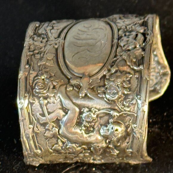 Antique Gorham Circa 1890 Small Cuff Angel Bracelet Sterling Silver 925 Cherub - Picture 1 of 10
